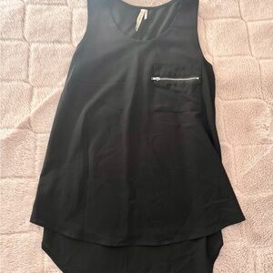 Black Sleeveless Top with Zipper Pocket
